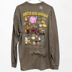 Simply Southern Pumpkin Spice Checklist Long Sleeve Shirt Women’s Sz‎ Large